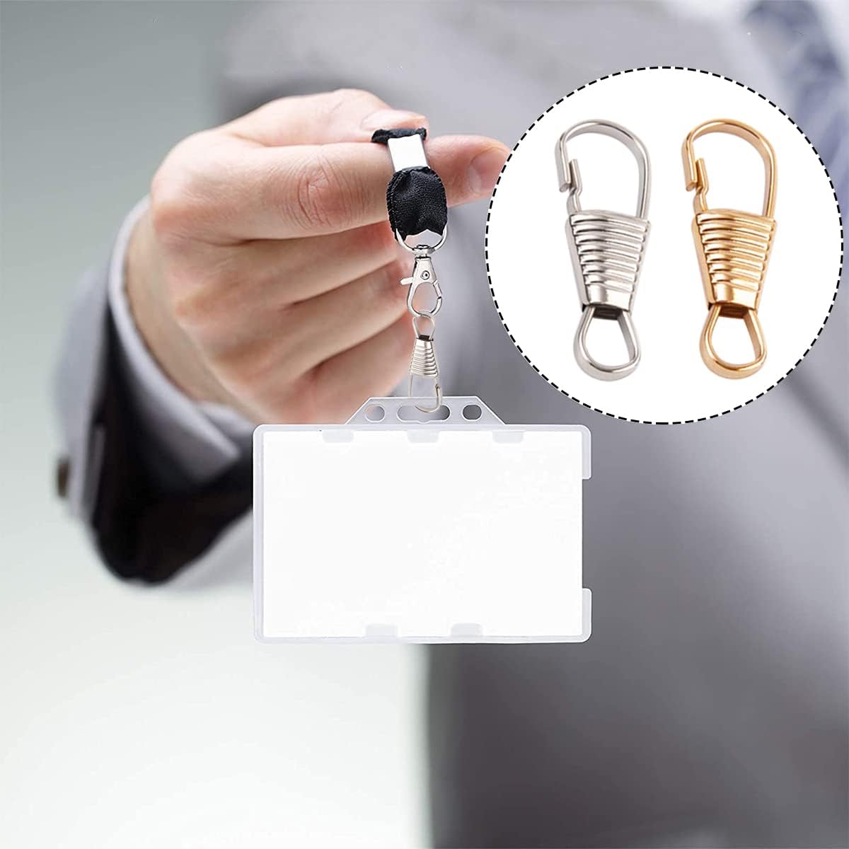 Spring Hooks, 100 PCS Gold & Silver Metal Lanyard Hooks Snap for ID Card, Key - Image 4