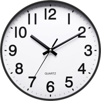 12 Inch Round Wall Clock Silent & Non-Ticking Simple Wall Clock Operated