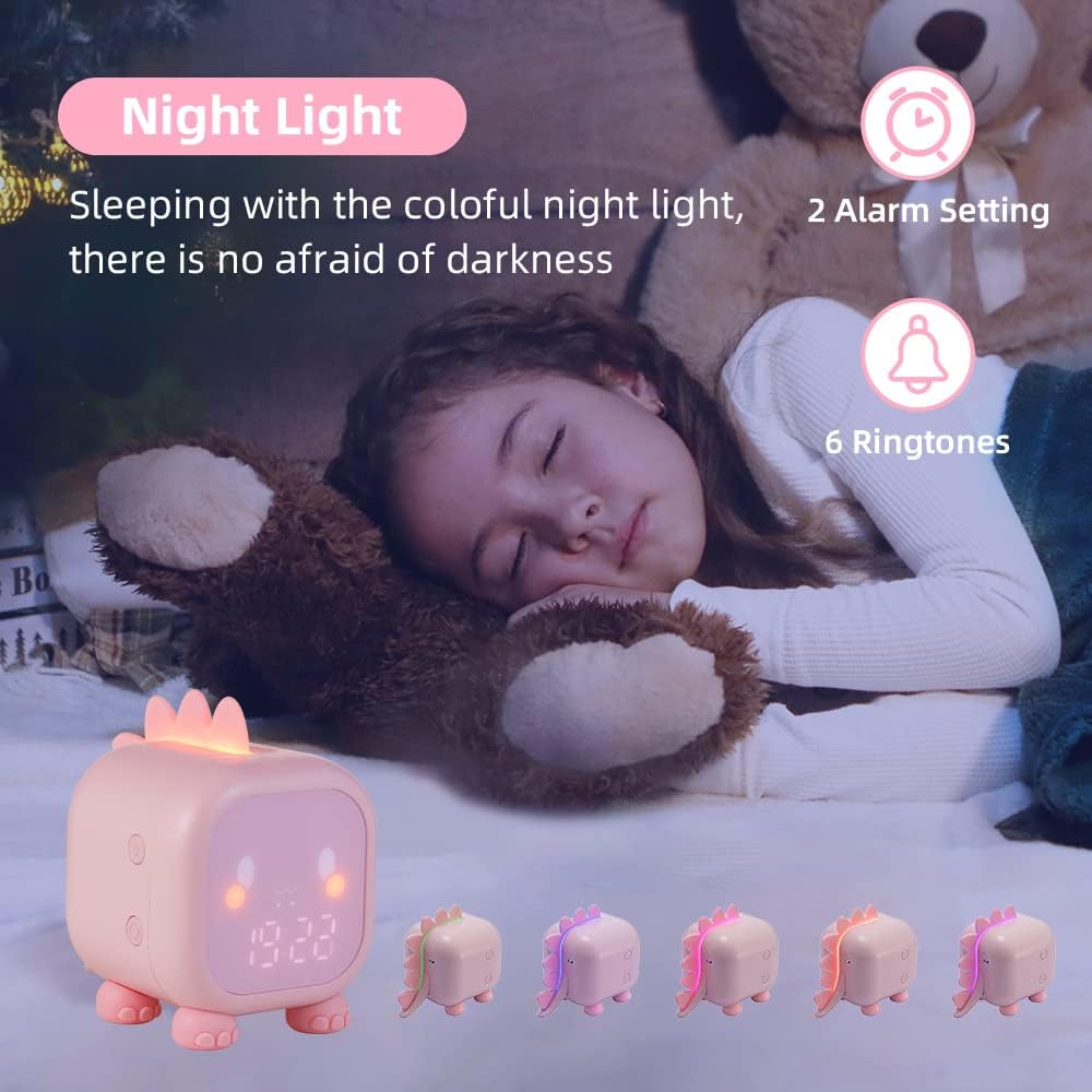 Digital Alarm Clock, Kids Cute Alarm Clocks with Night Light, Snooze Mode - Image 3