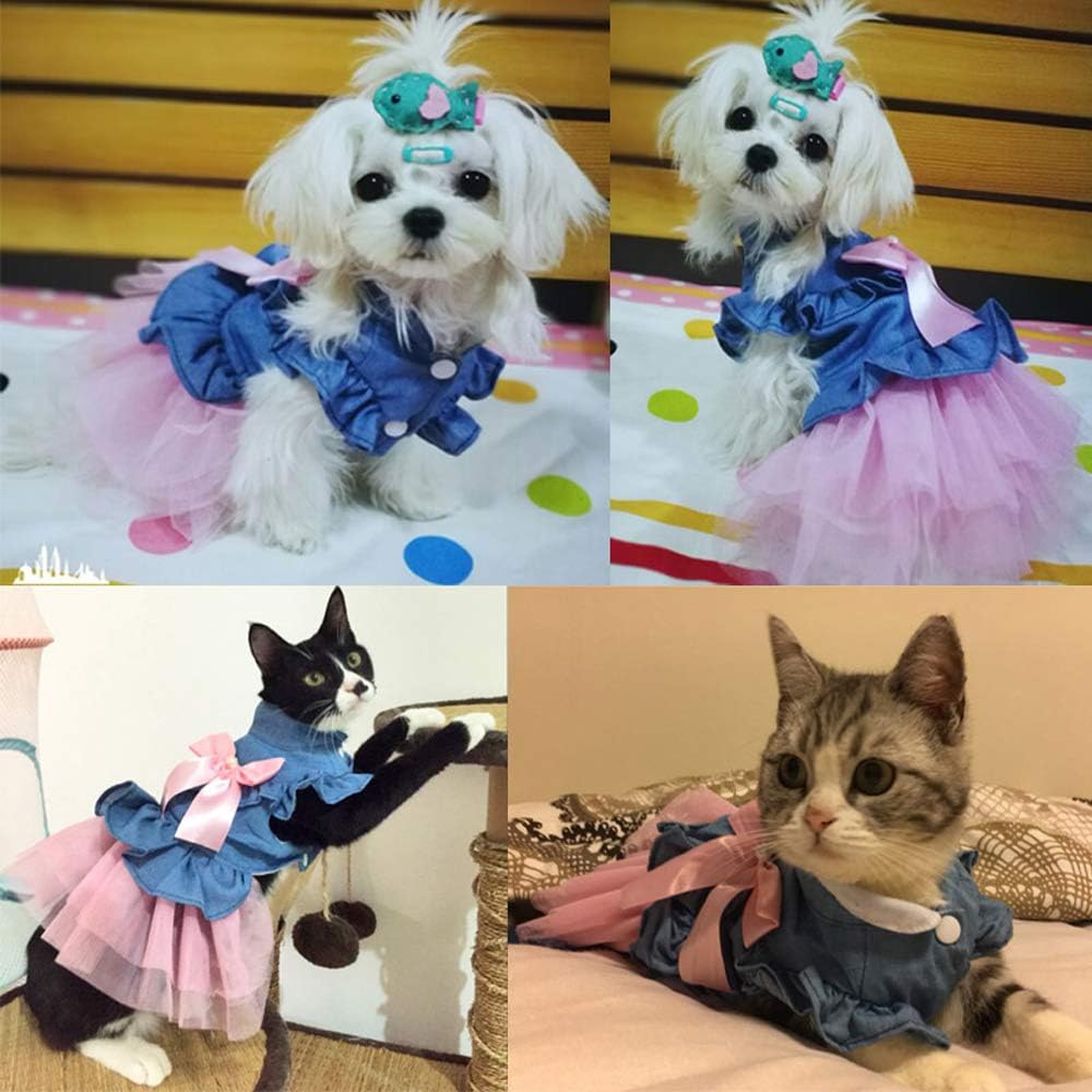 (XL, Pink) - Pet Clothes, Sweet Bowk Small Dog Skirt Girl Tutu Clothing - Image 7