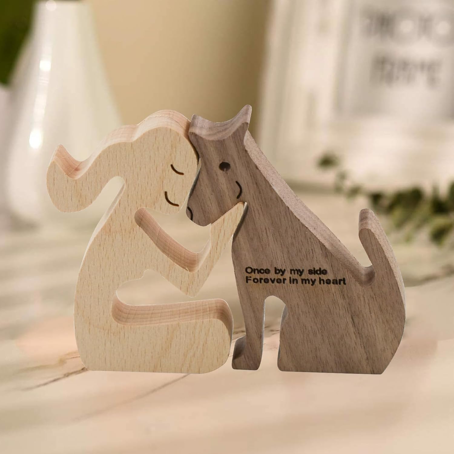 Wooden Dog Figurines Dog Statue Wooden Sculptures Handmade Accents Crafts Wooden - Image 5