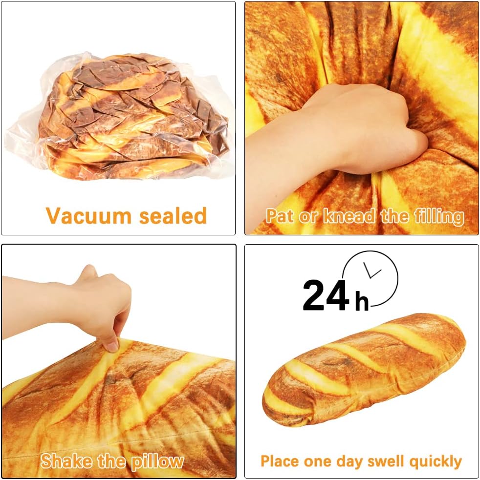3D Simulation Bread Pillow, Plush Stuffed Food Lumbar Back Cushion,Soft 3D - Image 8