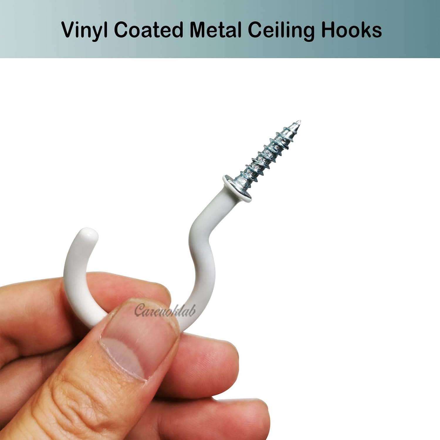 25 Pack 2.9 Inches Vinyl Coated Steel Metal Ceiling Hooks, Screw-in Hangers - Image 3