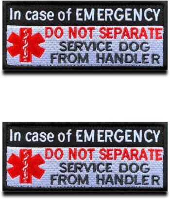 2 Packs Service Dog "in Case of Emergency Do Not Separate from Handler Patch