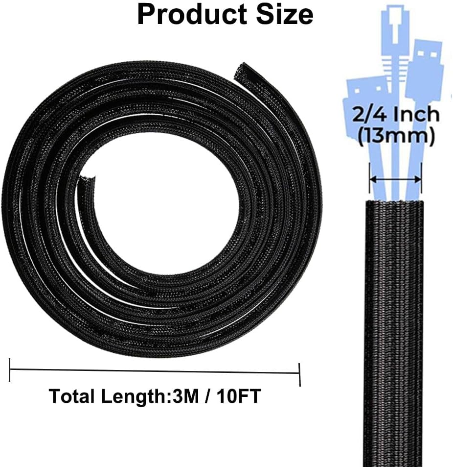 Cable Sleeve 3M, 13mm Cord Protector Wire Loom Tubing Cable Sleeve Split - Image 2