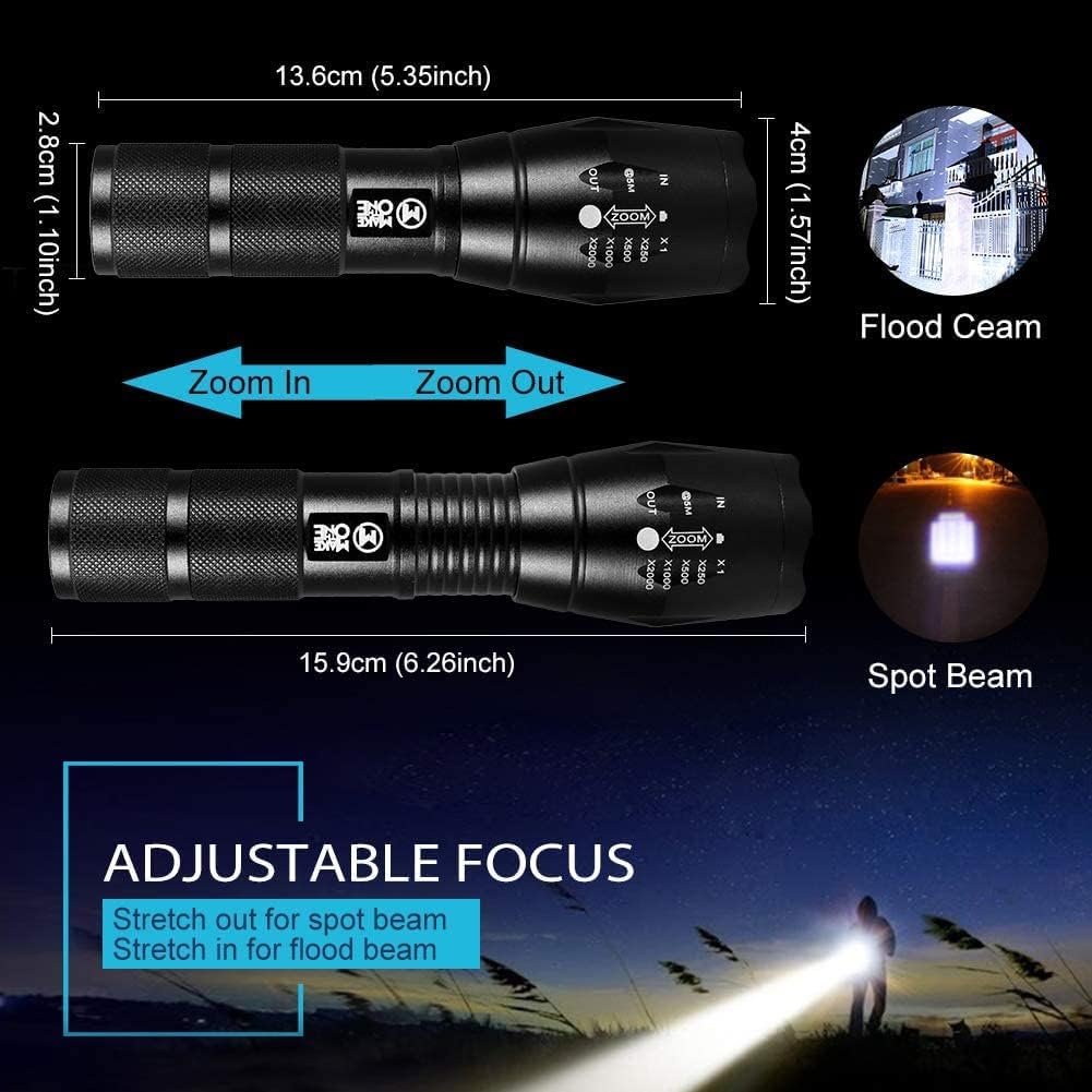 Red Green White Flashlight, 1000 lumens Powerful LED Waterproof Adjustable Focus - Image 5