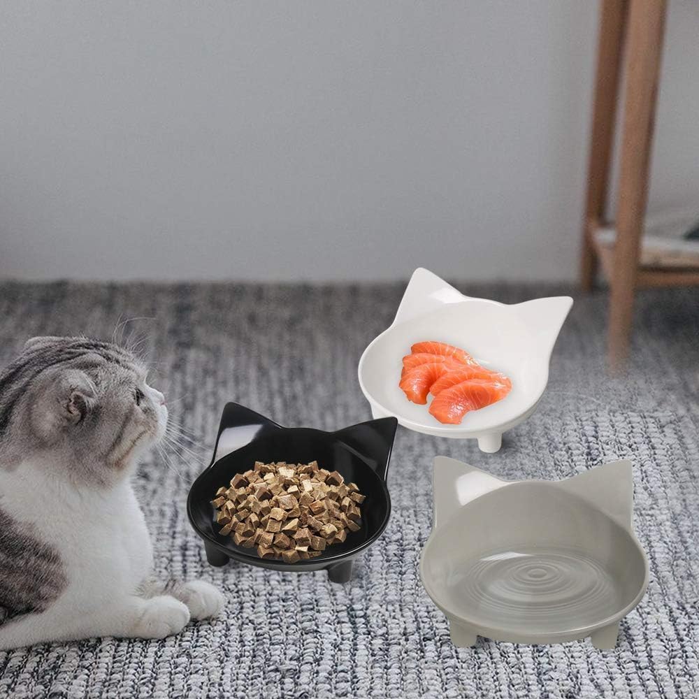 Cat Bowls Cat Food Bowl Non Slip Pet Bowl Shallow Cat Water Bowl to Stress - Image 6