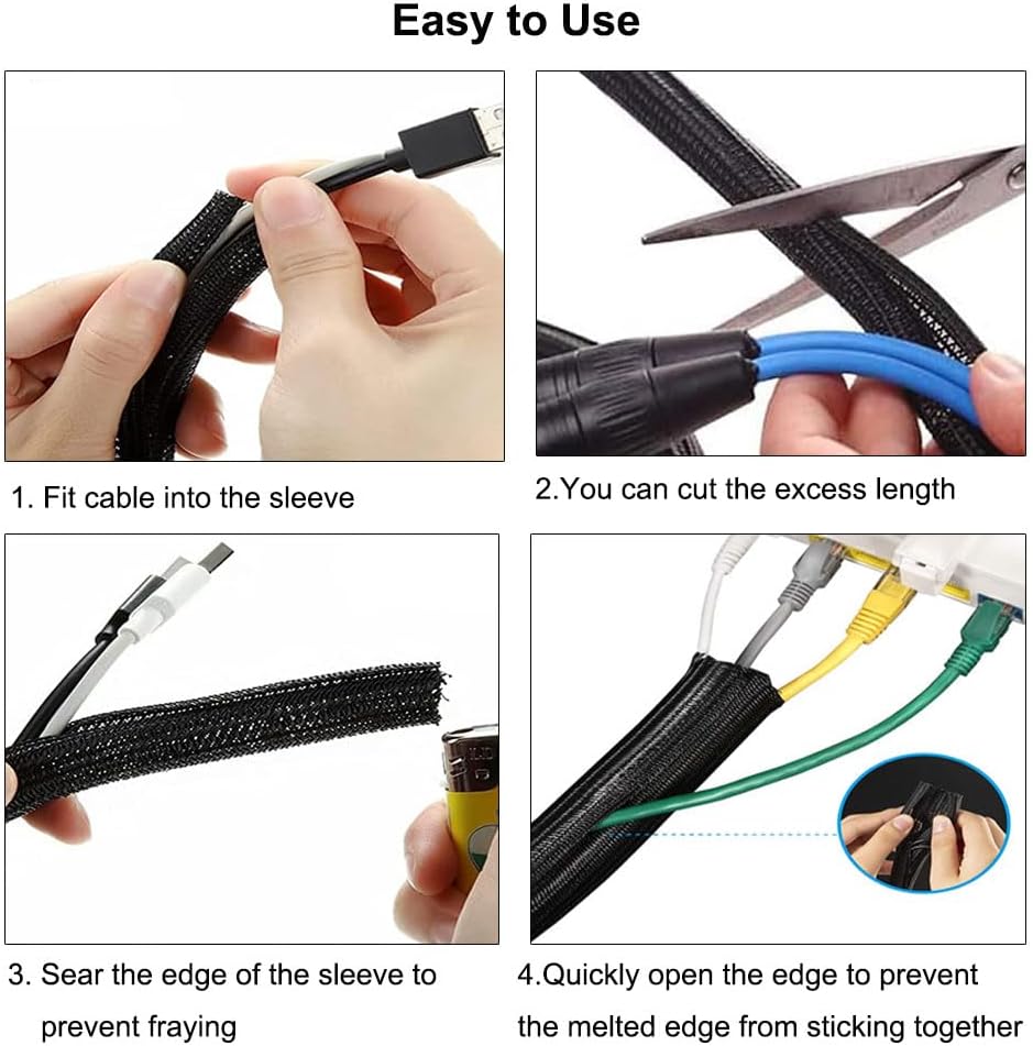 Cable Sleeve 3M, 13mm Cord Protector Wire Loom Tubing Cable Sleeve Split - Image 6