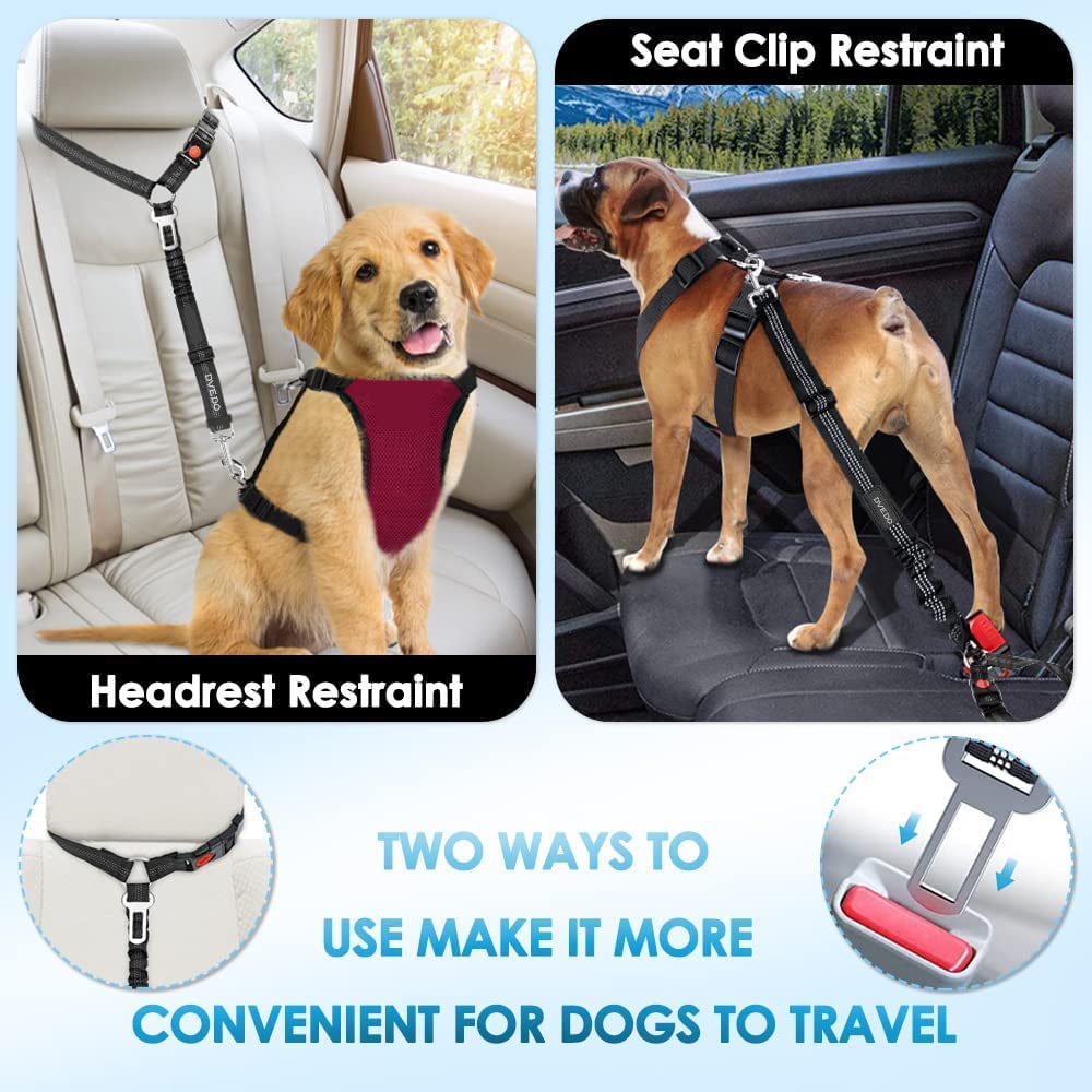 2 in 1 Dog Seatbelts for Cars, 2 Pack Pet Safe Guard Car Seat Belt Headrest - Image 3