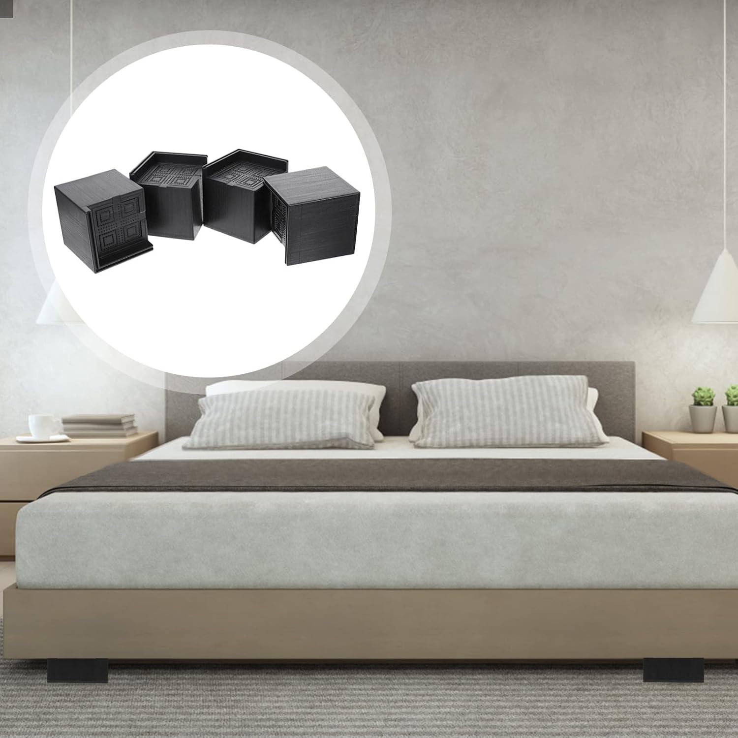 4pcs Furniture Risers Rubber Bed Risers Square Chair Table Risers Height - Image 2