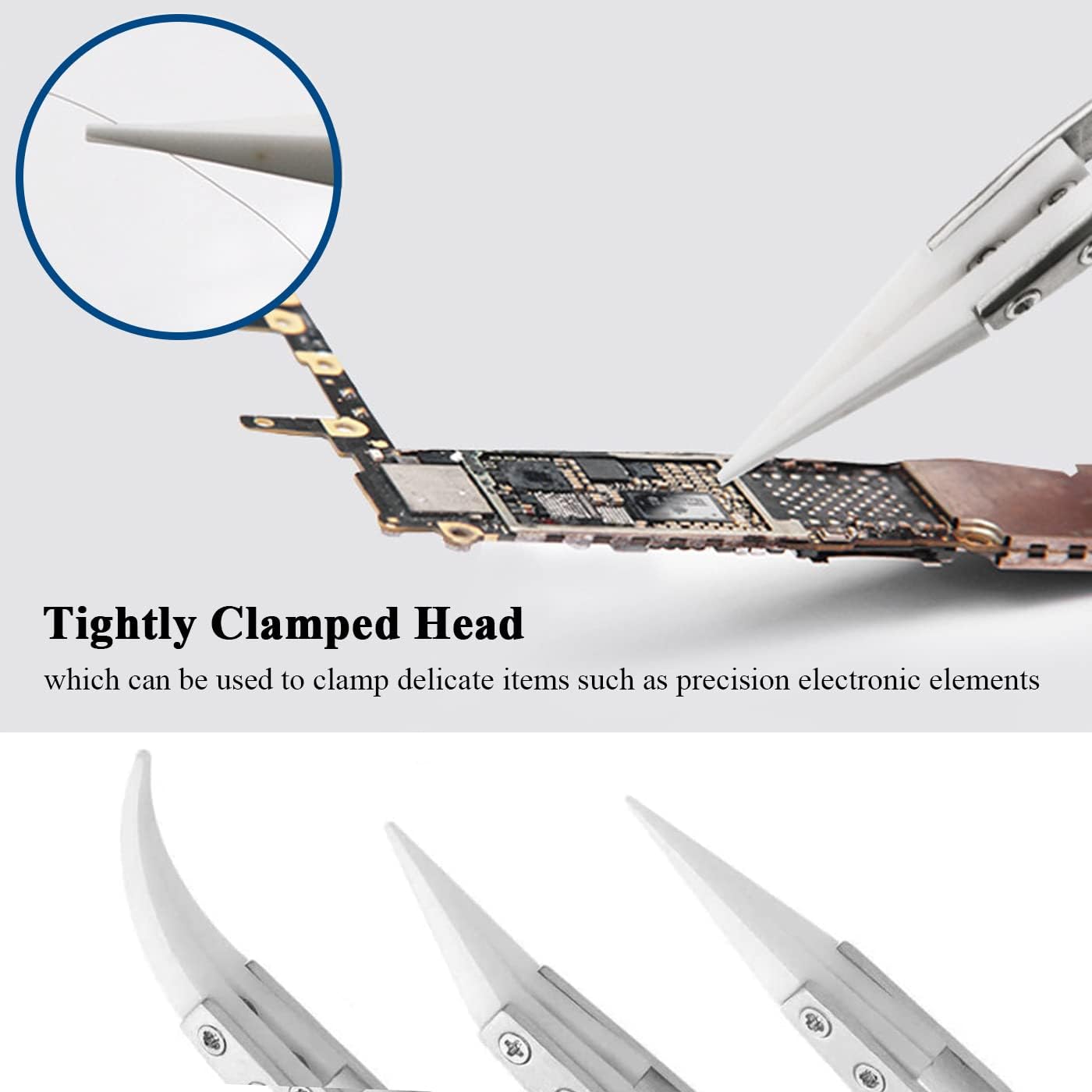 3 Pcs Precision Reverse Ceramic Tweezer Set Heat Resistant Non-Conductive - Image 6