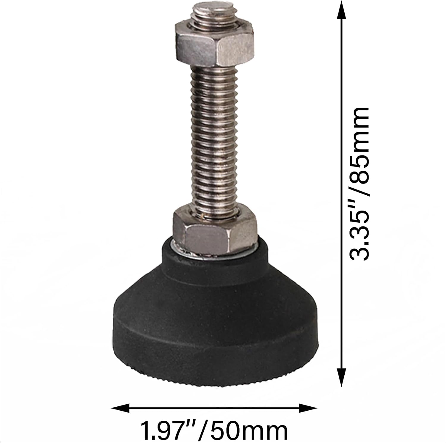 M12 x 50mm Thread Screw On Type Adjustable Furniture Levelling Feet Pack of 4 - Image 4