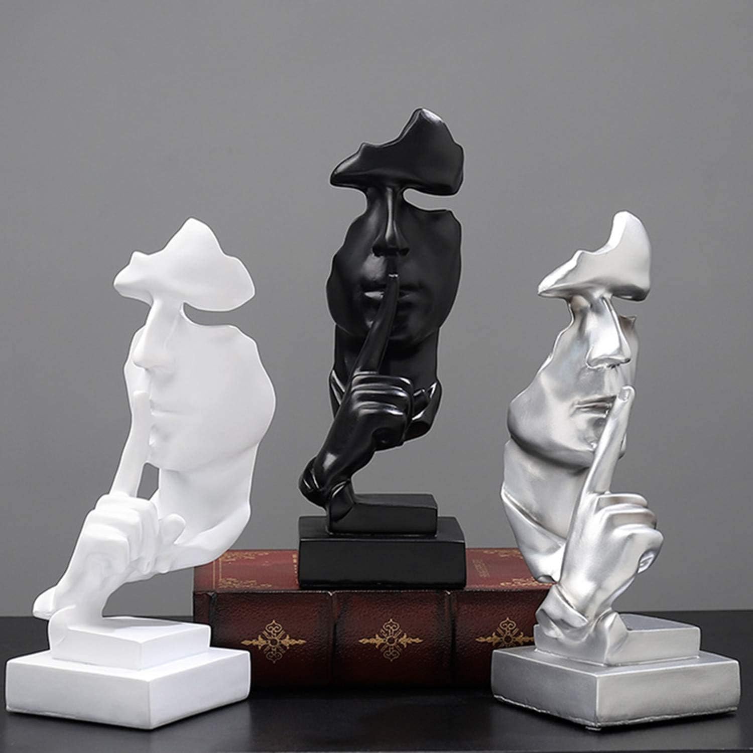 Thinker Statue, Silence is Gold Abstract Art Figurine, Modern Home Resin - Image 5