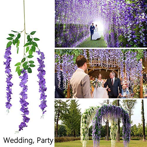 12pcs Artificial Wisteria Flowers Purple 3.6 Feet/Piece Dense Artificial - Image 5