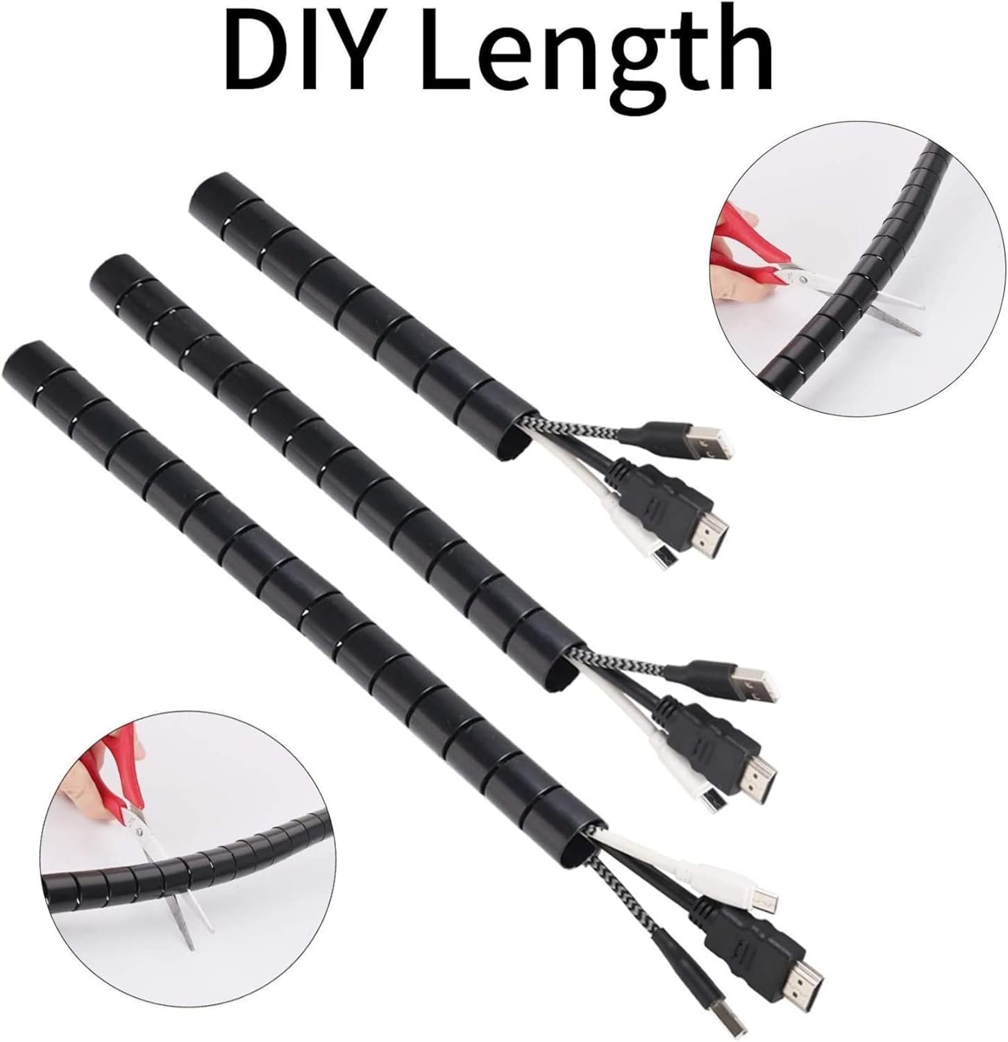 Spiral Cable Wrap - 5M Length, 20MM Diameter, Cut-to-Length, Flexible Cable Tidy - Image 5