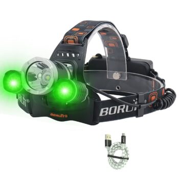 Upgrade Rechargeable Headlamp, 3 Modes 5000 Lumen White Green LED Head Lights