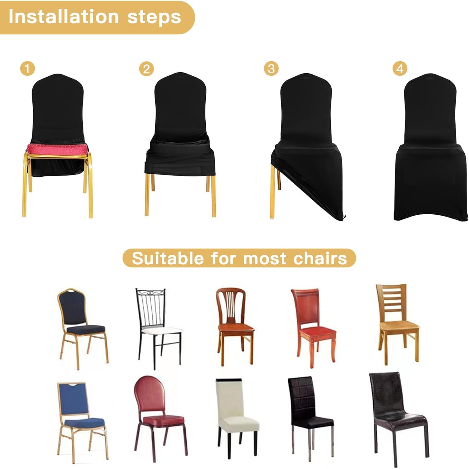 1 Pcs Spandex Chair Cover, Dining Living Room Stretch Chair Slipcovers Protector - Image 3