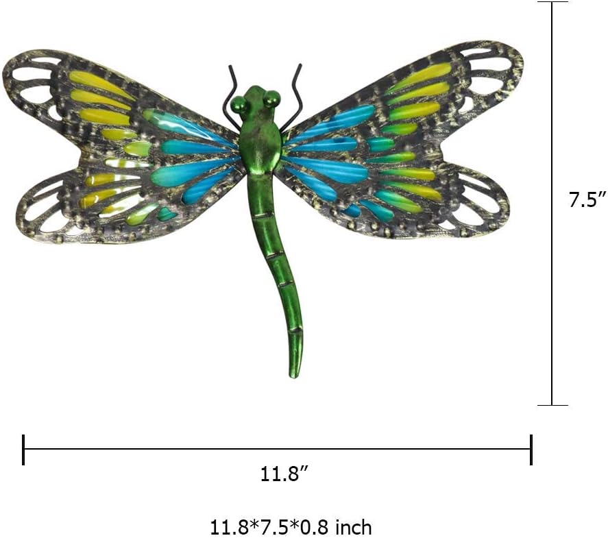 2Pcs Metal Dragonfly Wall Decor Outdoor Dragonfly Wall Art Glass - Image 6