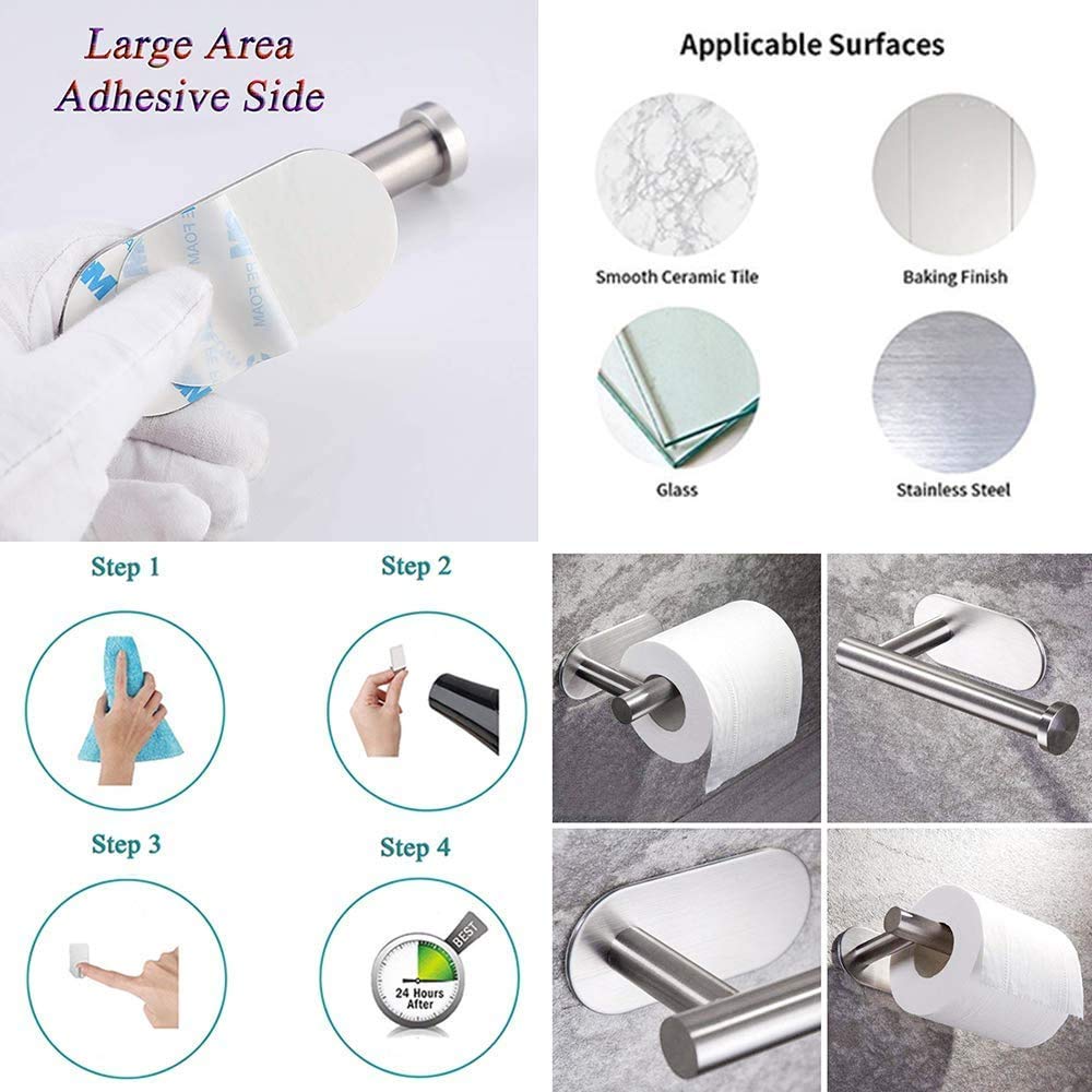 Toilet Paper Holder Self Adhesive, Kitchen Washroom Adhesive Toilet Tissue Roll - Image 4