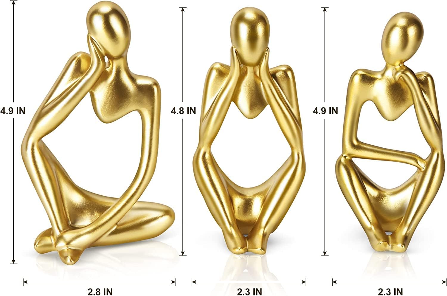 Thinker Statue Gold Decor Abstract Art Sculpture, Golden Resin Collectible - Image 7