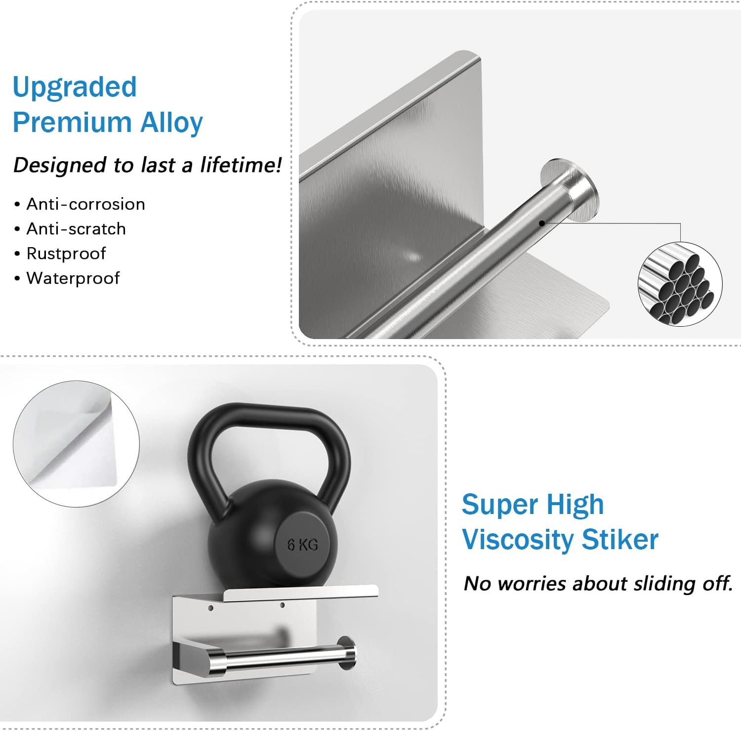 S Brushed-Nickel Toilet Paper Holder with Shelf - Wall-Mount Or Self Adhesive - Image 4