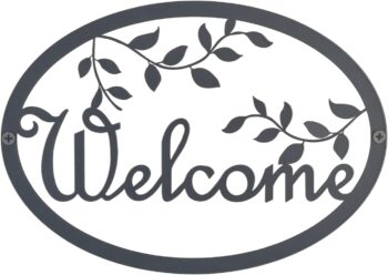 Metal Welcome Sign for Front Door - Black Wall Decor - Indoor Outdoor Home Decor