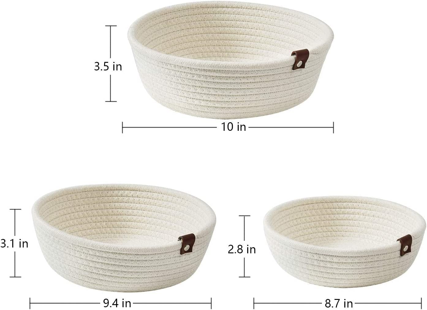 3pack Small Basket Cotton Rope Basket Woven Storage Basket for Kids Home Decor - Image 3