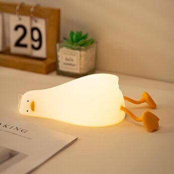 Cute Lying Flat Duck Lamp, Squishy Night Light with Toys Gift, Dimmable Nursery