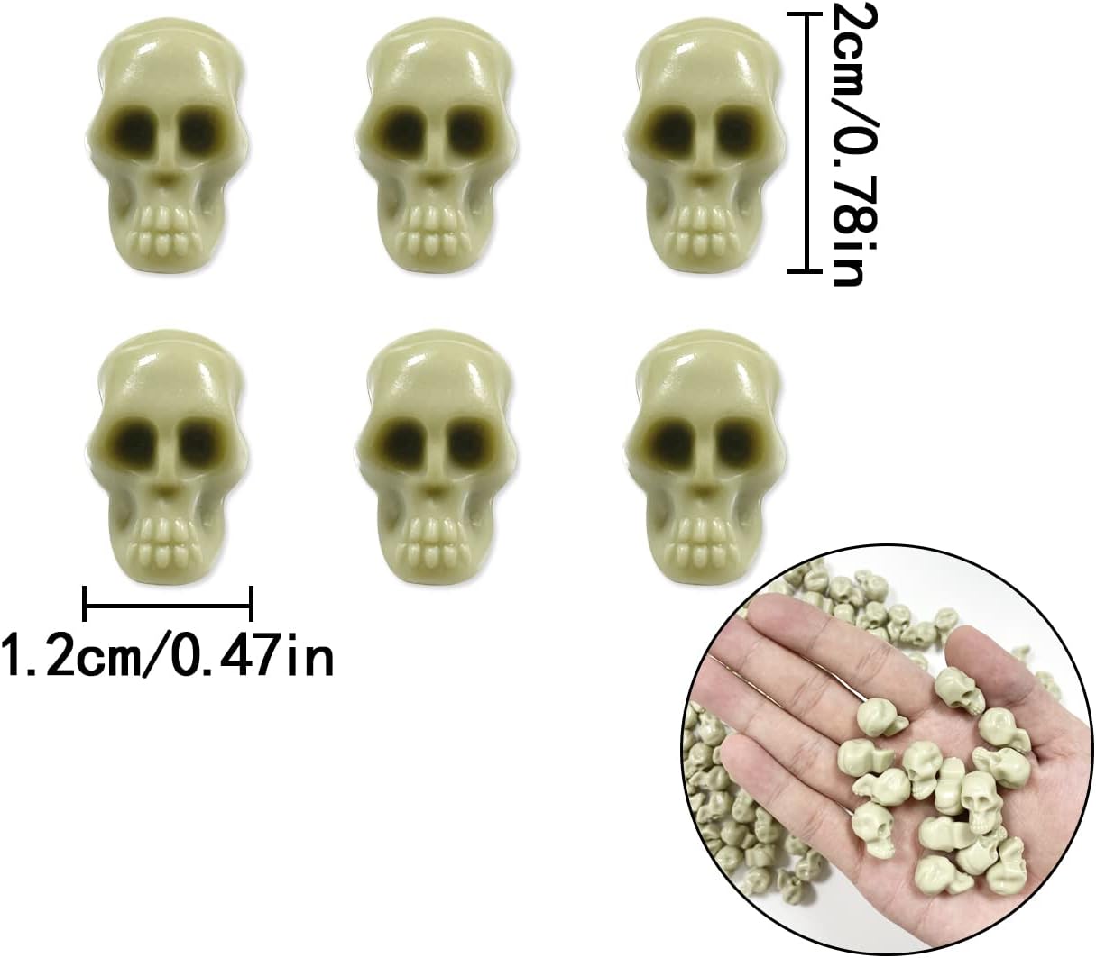 Mini Halloween Skulls, 100 Pcs Horror Plastic Skull Head Decorations - Image 2