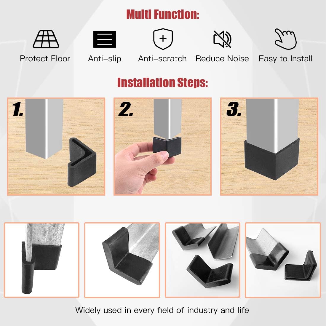 40 Pcs L Shape Furniture Angle Rubber Pad Foot Leg Cover Protector Furniture Bed - Image 6