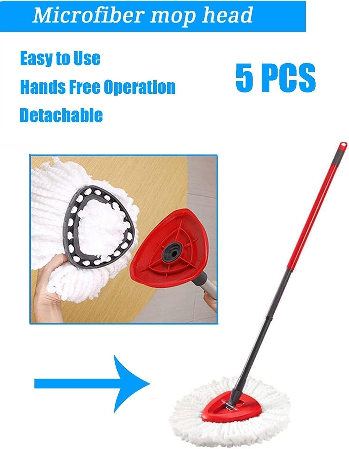 5 Pack Mop Replacement Heads, Spin Mop Replacement Head Mop Refill Compatible - Image 6