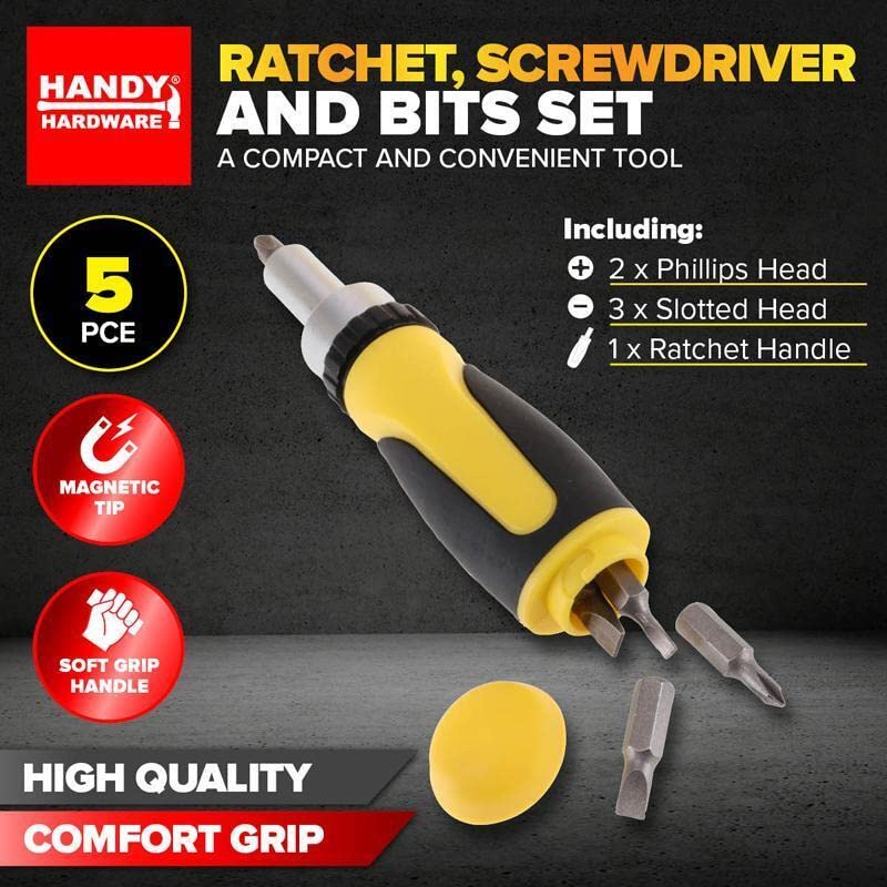 Ratchet Screwdriver & Bits Set Magnetic Tip Internal Storage - Image 2