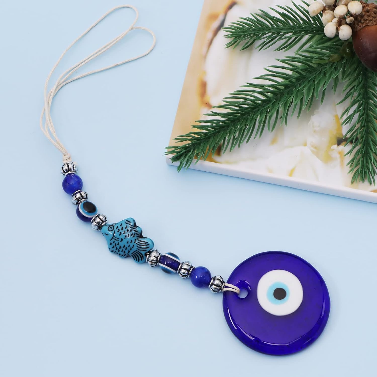 3PCS Blue Evil Eye Hanging Ornament Handmade Lucky Charm Pendant Wall Hanging - Image 5