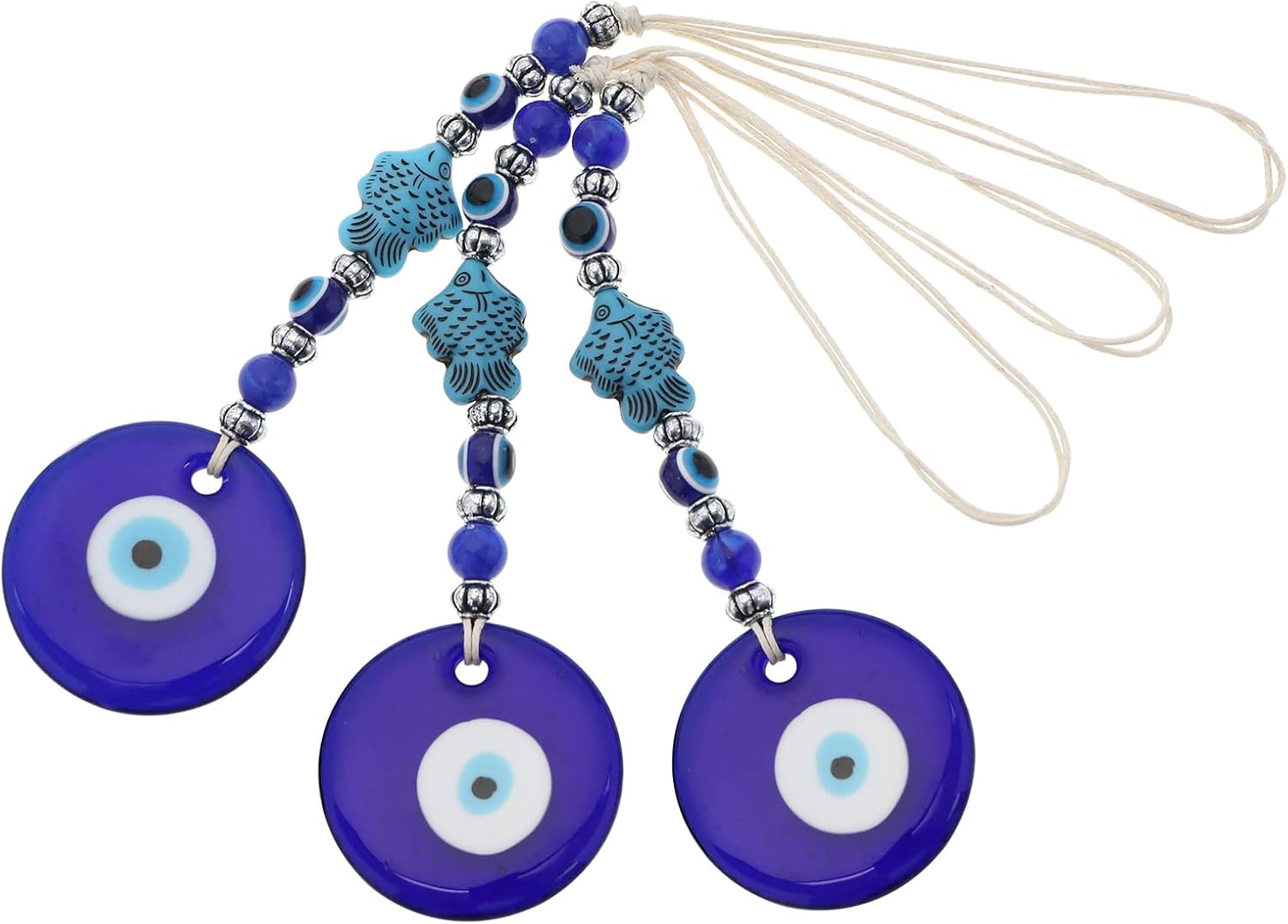 3PCS Blue Evil Eye Hanging Ornament Handmade Lucky Charm Pendant Wall Hanging