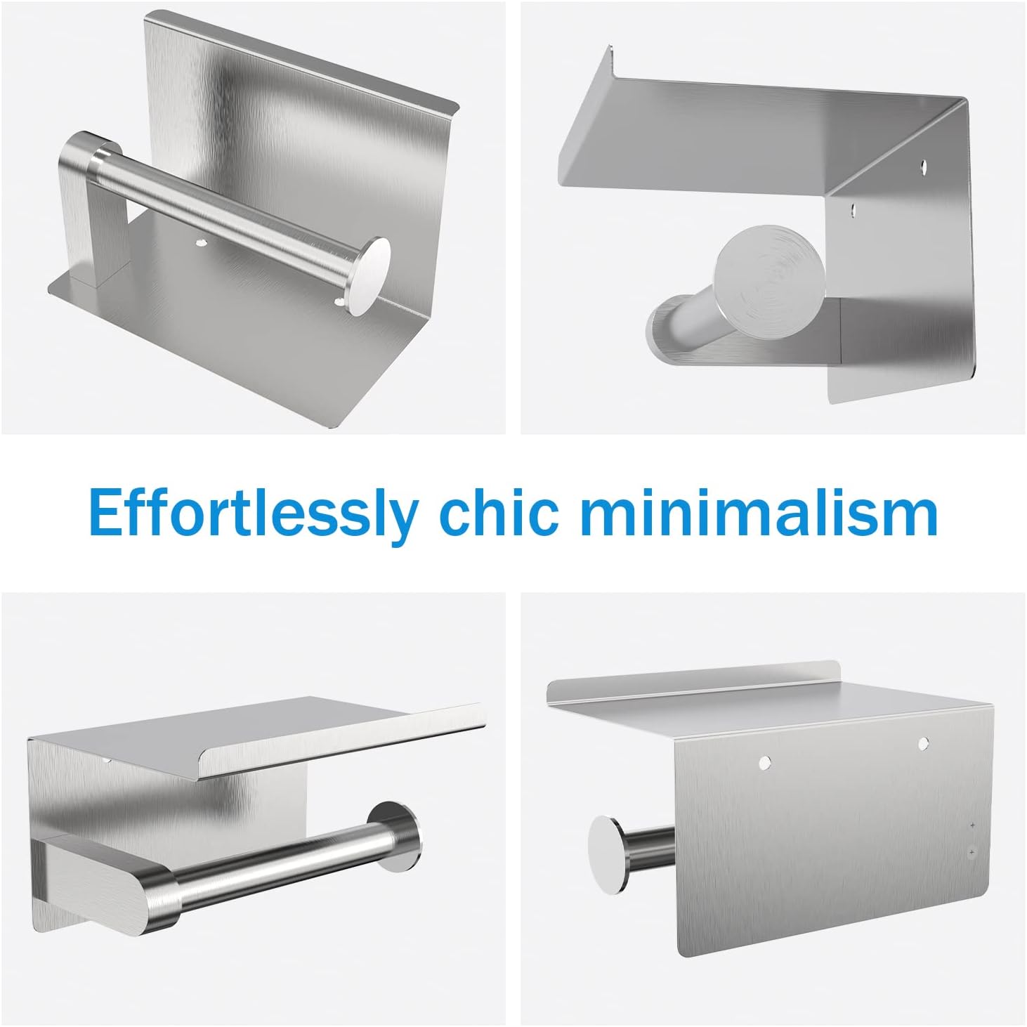 S Brushed-Nickel Toilet Paper Holder with Shelf - Wall-Mount Or Self Adhesive - Image 8