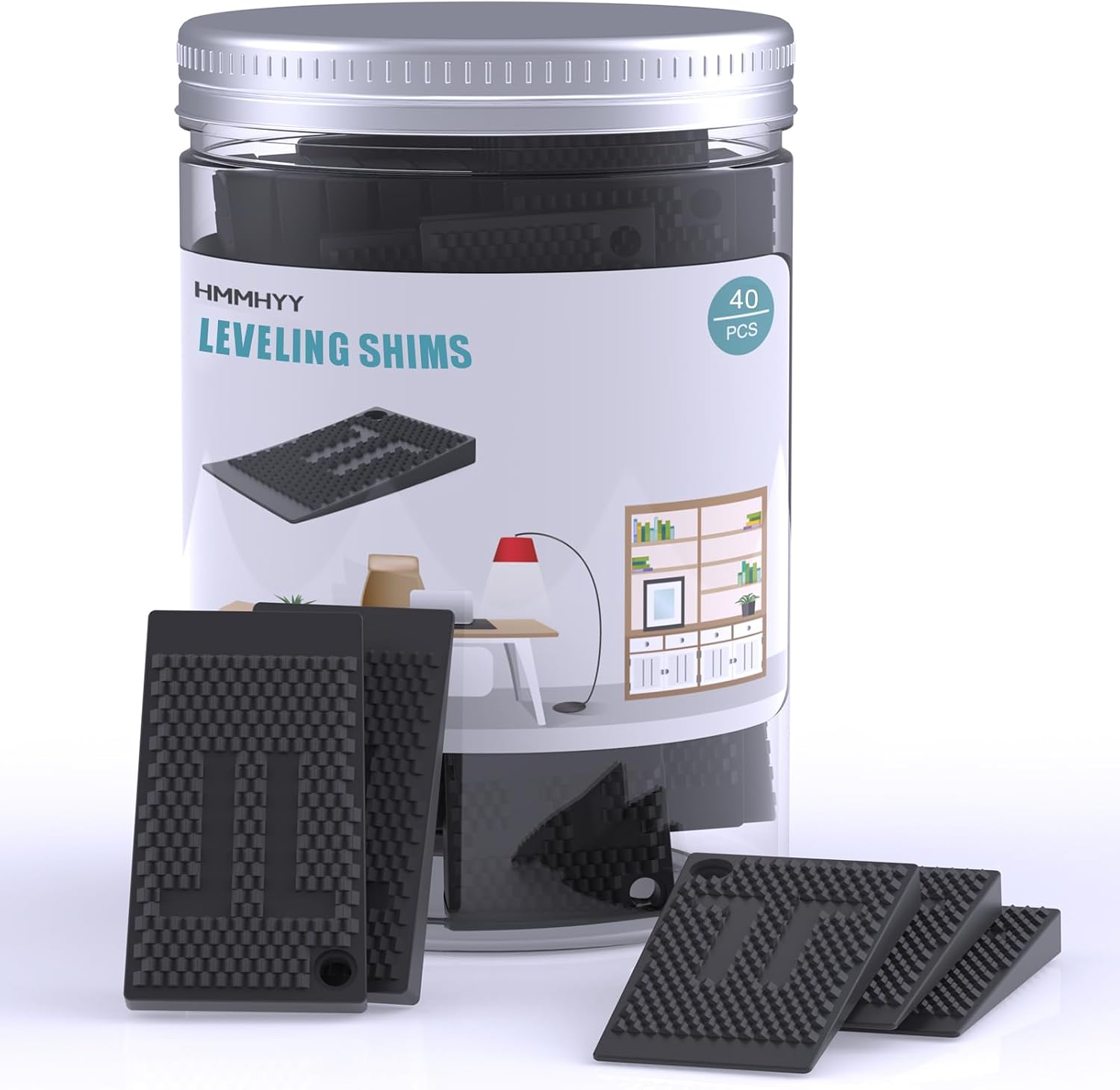 40 Pack Furniture Levelers, Plastic Shims for Leveling, Rubber Wedge, Table Leg