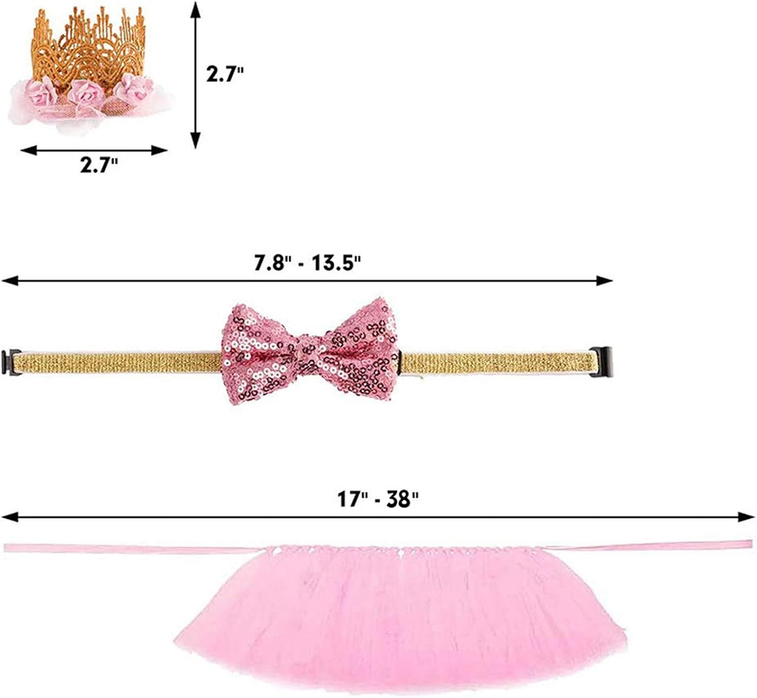Dog Birthday Outfit Pink Puppy Tutu Crown Hat Bow tie Puppy Birthday - Image 7