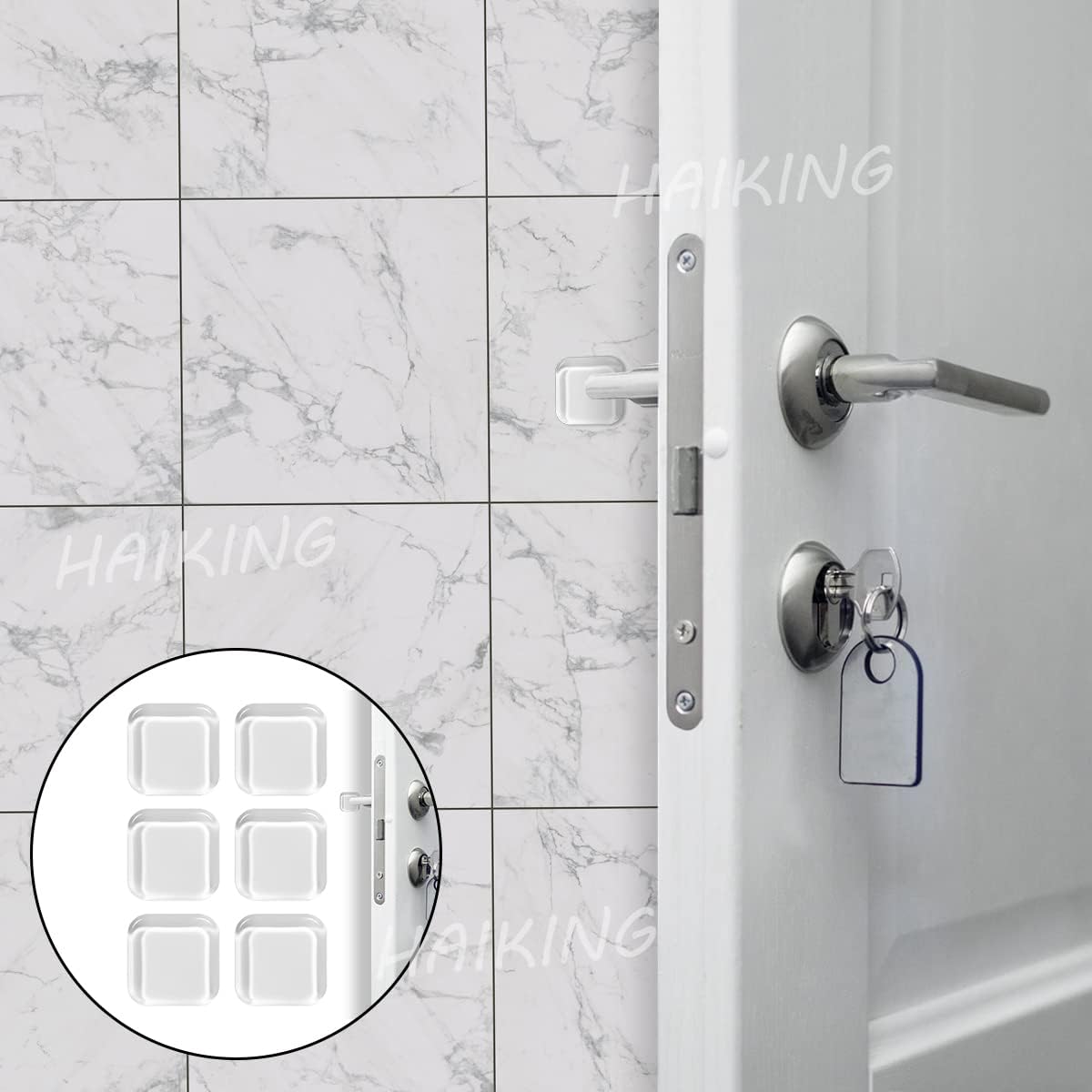 Square Self Adhesive Door Bumper, 6 Pcs 4 * 4cm Silicone Door Wall Protector - Image 3