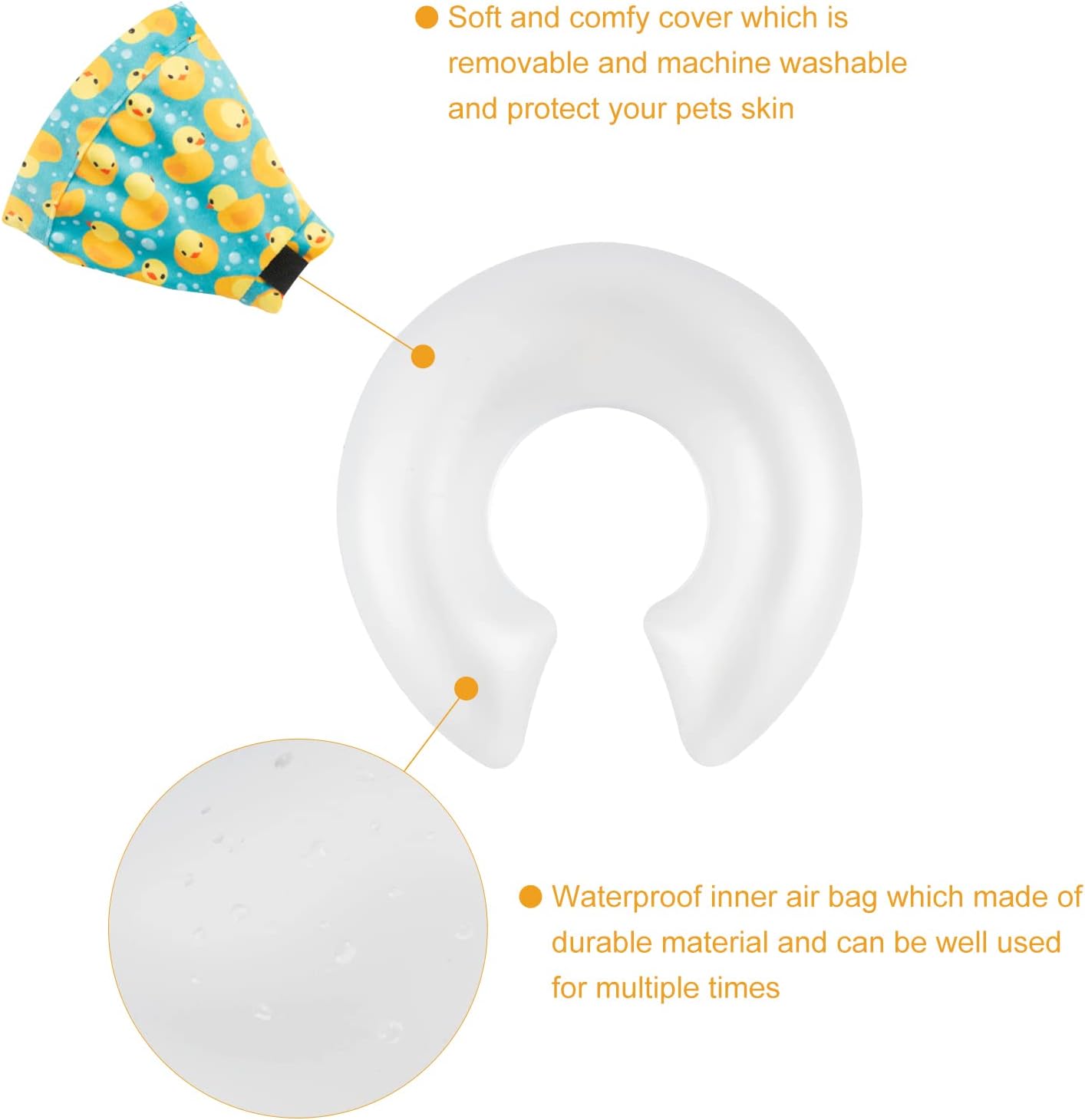 Inflatable Soft Dog Cone with Removable Fleece Covers for Small/Medium/Large - Image 7