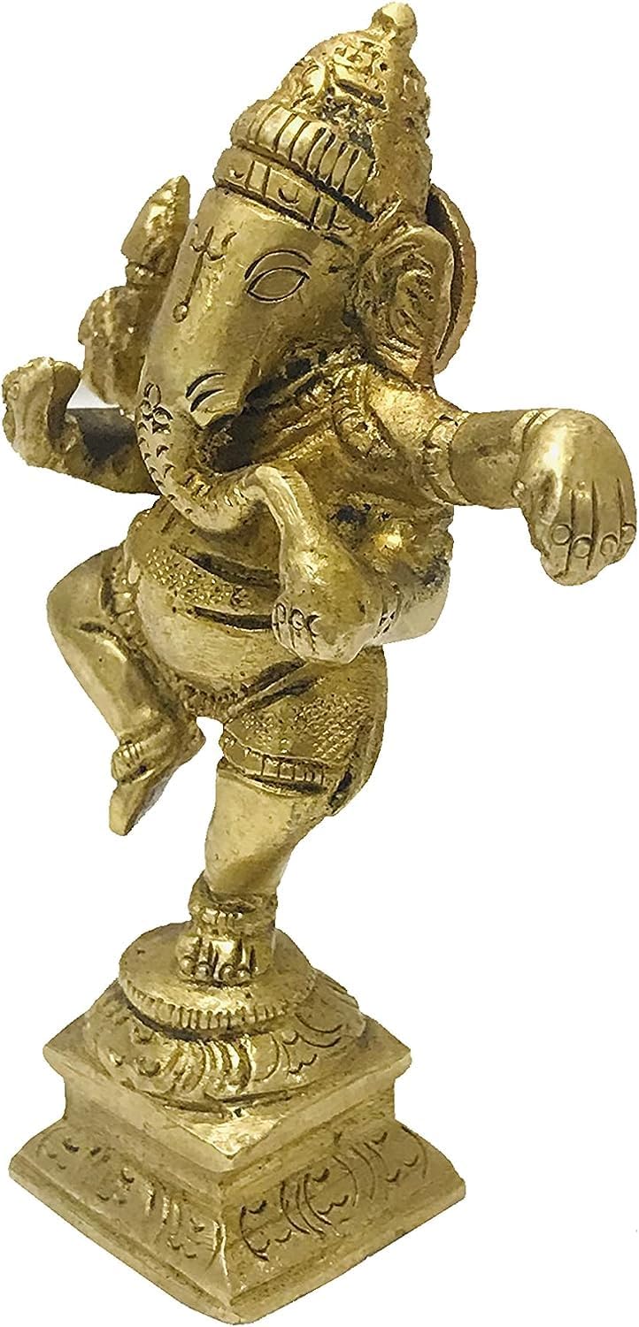 Dancing Ganesha Brass Statue Ganesh Idol Brass Sculpture Murti Idol ganpati Ji - Image 2