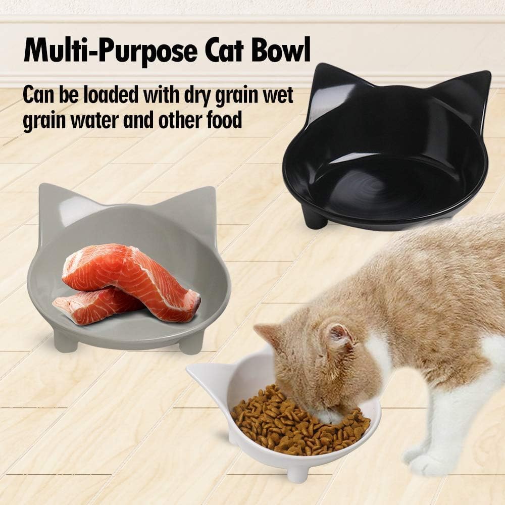 Cat Bowls Cat Food Bowl Non Slip Pet Bowl Shallow Cat Water Bowl to Stress - Image 5