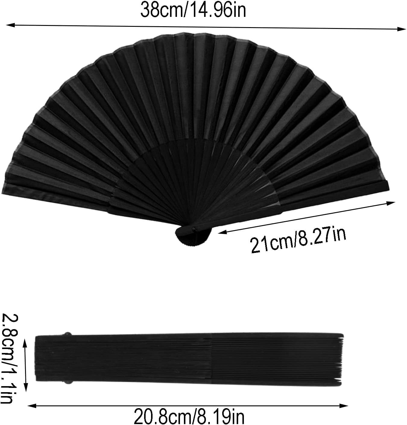 3 pieces Fabric bamboo folding fan Hand-held, Chinese Retro retro fabric fan - Image 2