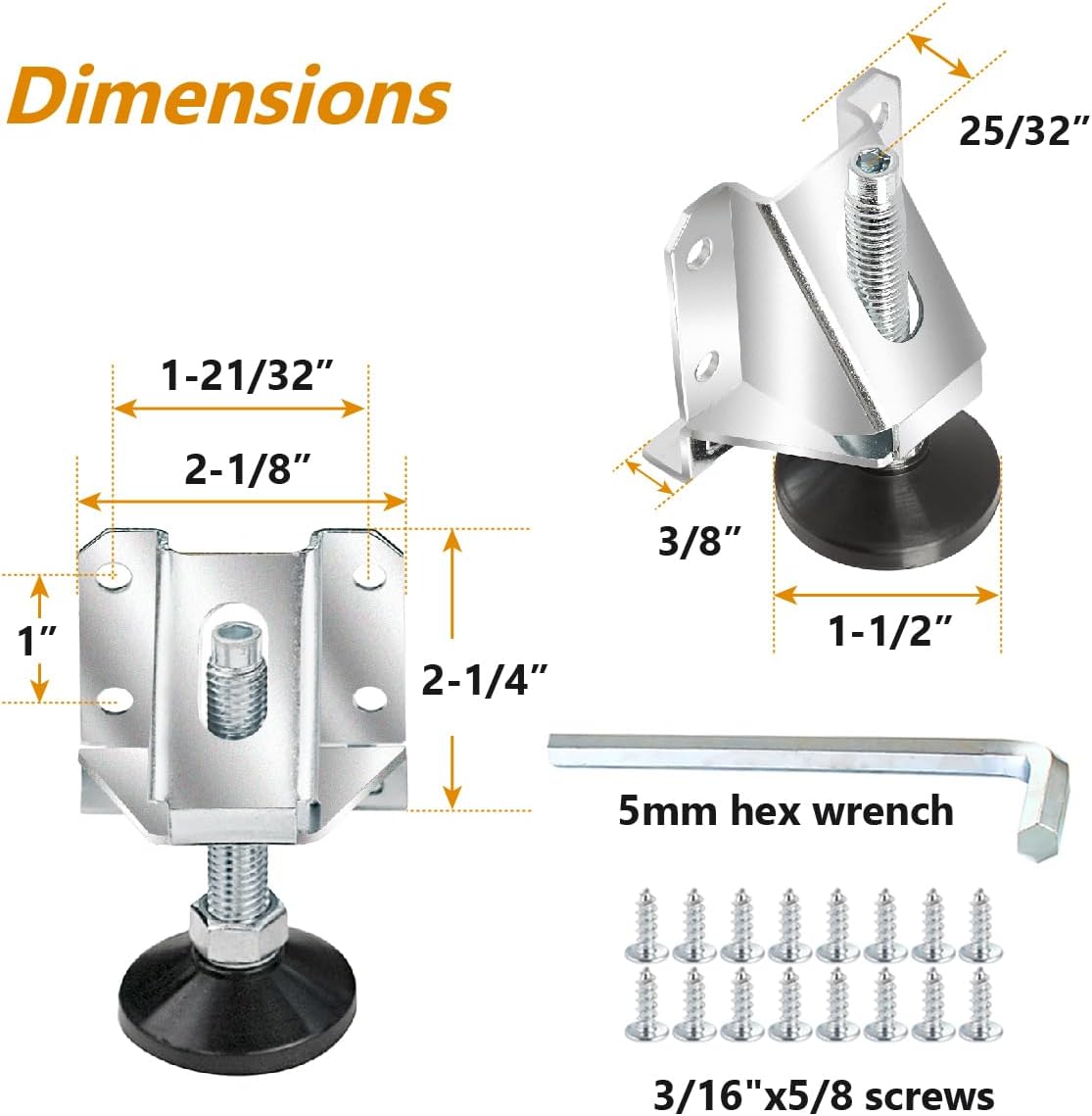 Heavy Duty Leg Leveler Kit | 4 Pack | Leveler Legs with Installation - Image 2