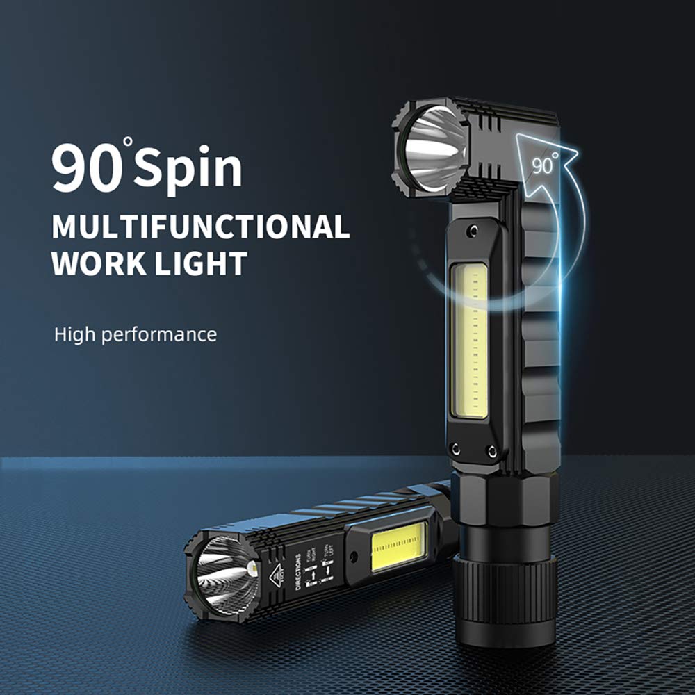 Portable Flashlight, 800 Lumens USB Rechargeable Tactical Flashlight, 90 Degree - Image 4