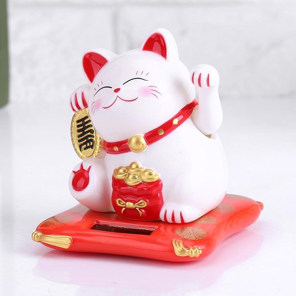 Lucky Cat, Solar Powered Cute Waving Cat, Maneki Neko Waving Arm for Fortune - Image 3