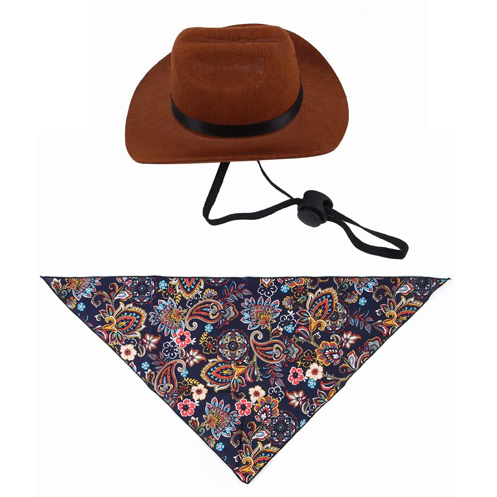 Pet Cowboy Hat and Bandana Scarf - Western Cowboy Costume Accessories - Image 3