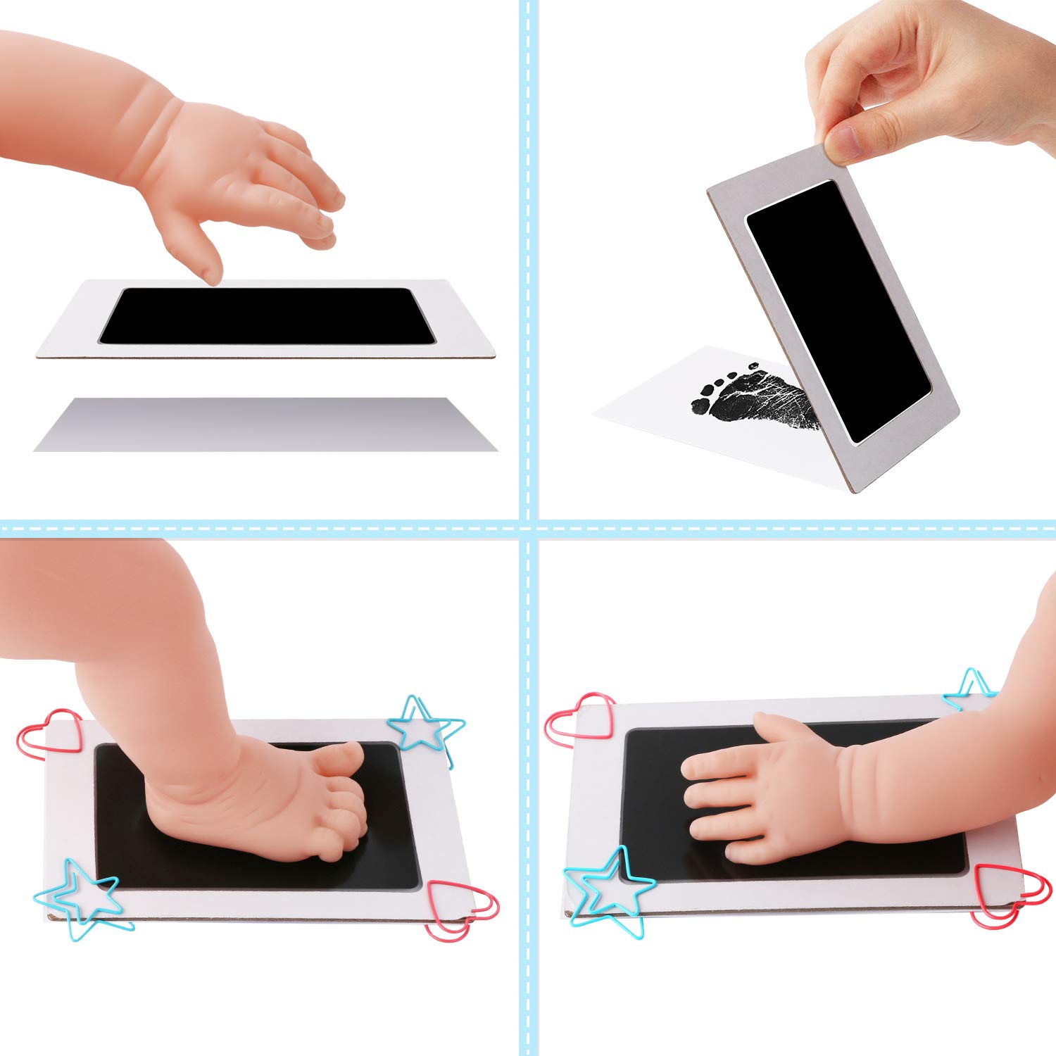 (Black) - Baby Footprint Handprint Pet Paw Print Kit with 4 Ink Pads - Image 4