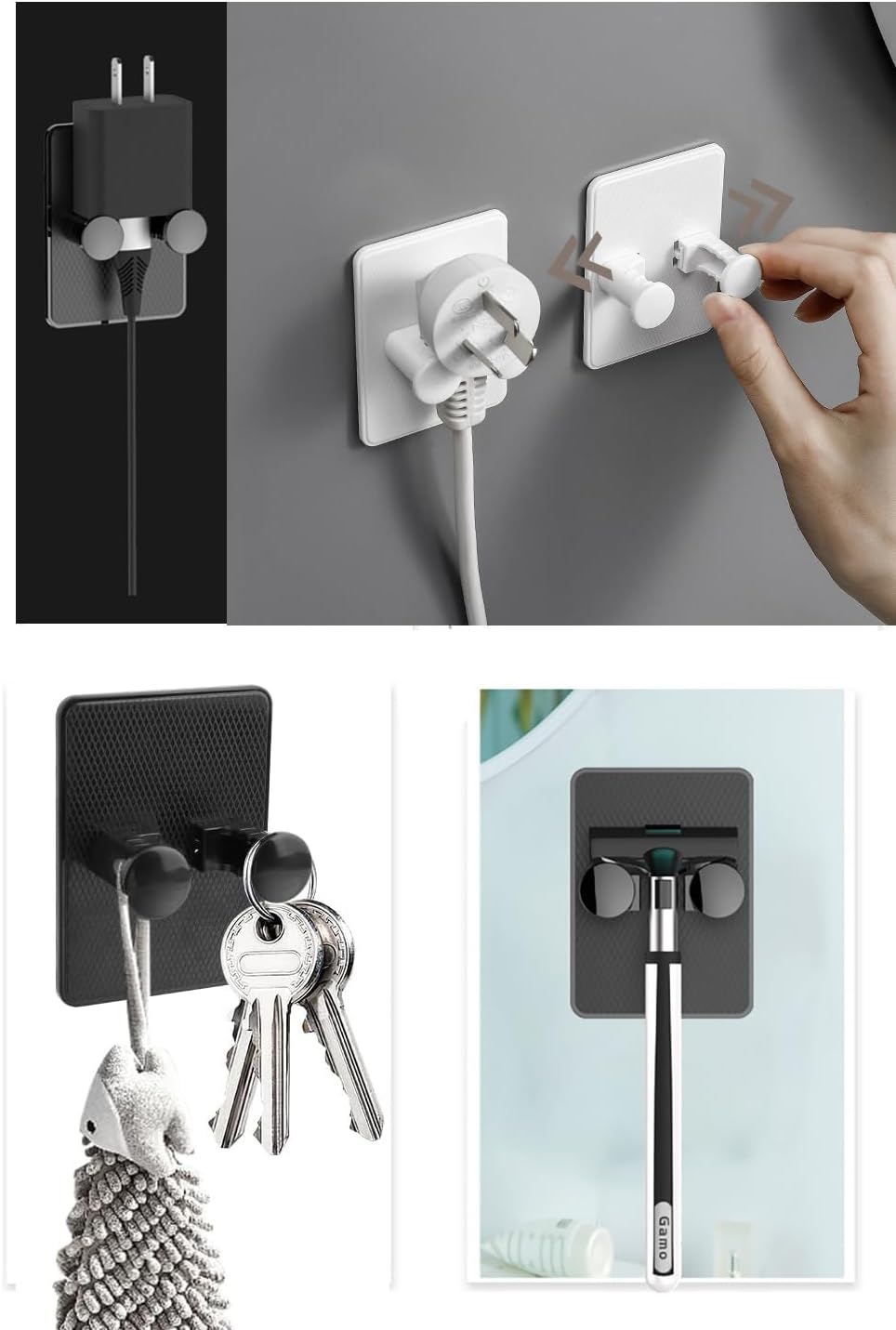 Shower Shaver Holder 4-Piece, Waterproof Self-Adhesive Hook, Detachable - Image 3