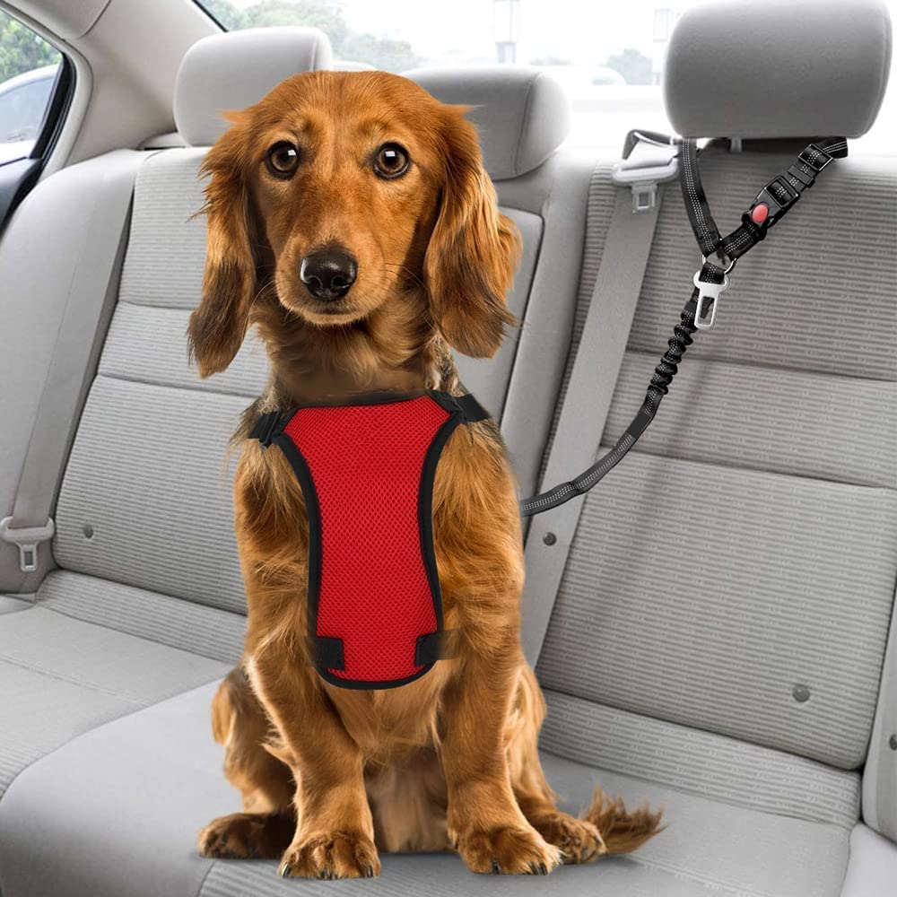 2 in 1 Dog Seatbelts for Cars, 2 Pack Pet Safe Guard Car Seat Belt Headrest - Image 2