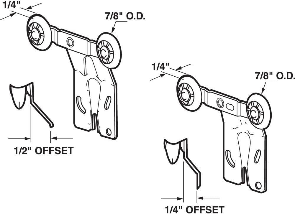 Sliding Closet Door Tandem Roller Kit (2 Pair) Steel 0.87 - Image 2